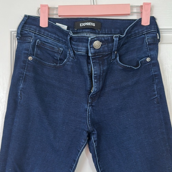 Express Women's Midnight Blue Stretch+ Denim Perfect ankle legging mid rise 8R - Picture 2 of 4